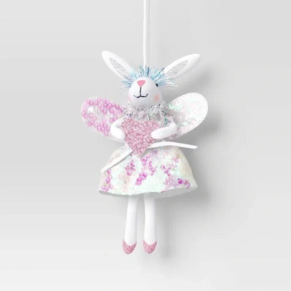 Christmas nwt Pink Bunny with Wings Ornament - Picture 1 of 3